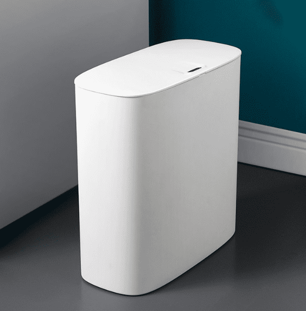 White ABS Bathroom 10L Montion Detect Slimline Rubbish Bin.
